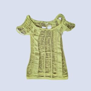 Neon yellow fishnet bodycon dress